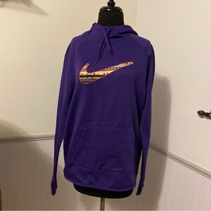 Nike Dri-Fit Hoodie Womens Medium Purple Pullover Kangaroo Pocket Thumb Holes